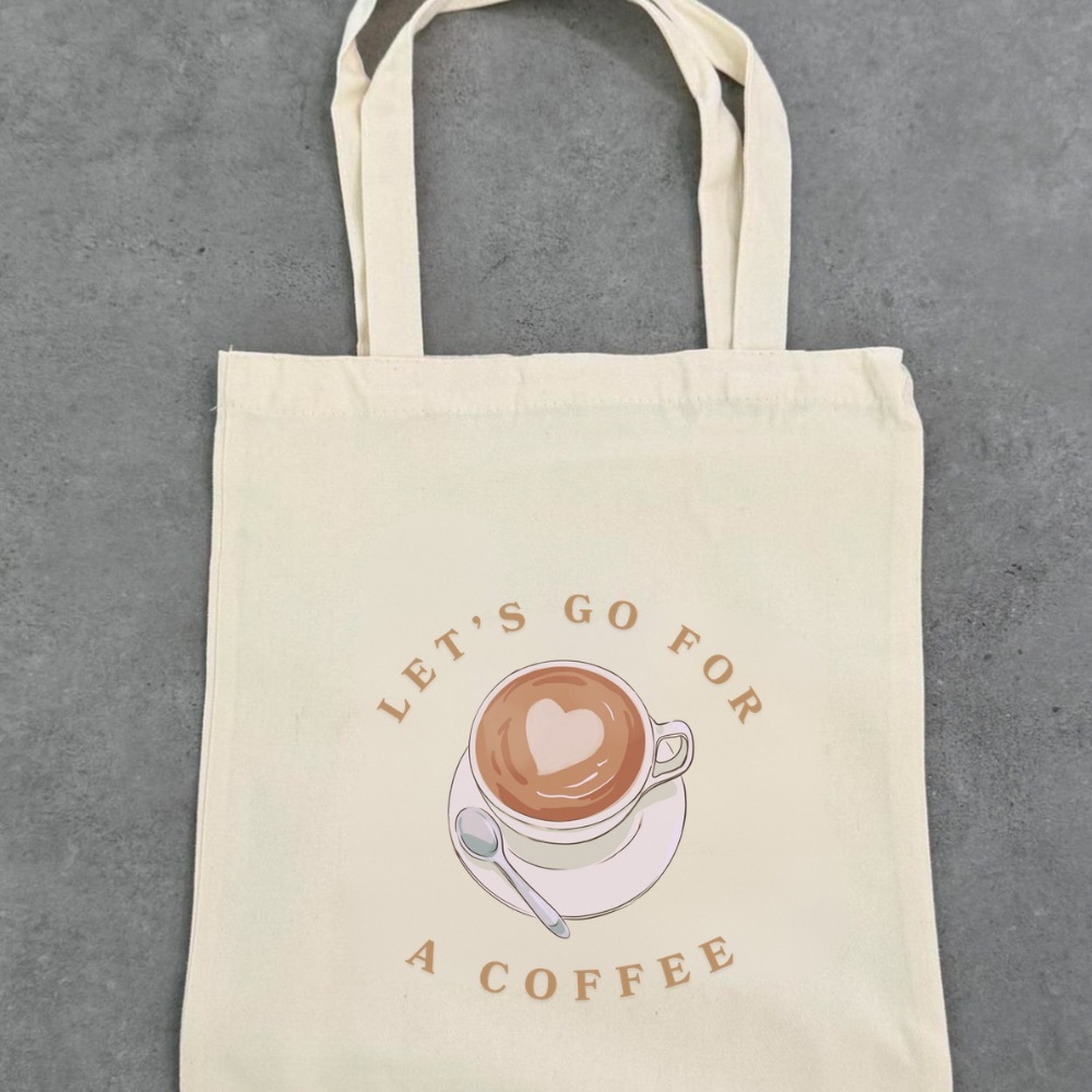 Let’s go for a coffee Stylish Cream Coffee Tote Bag